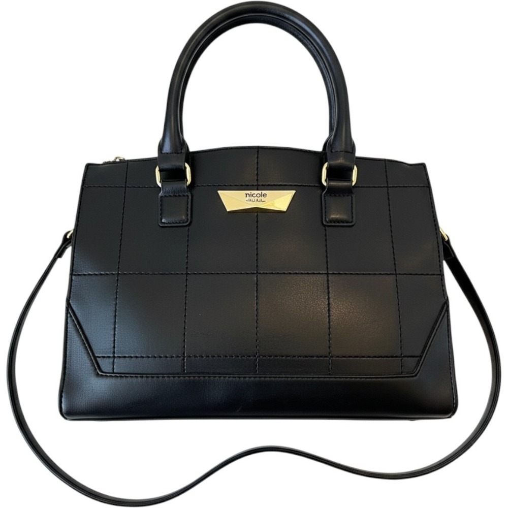 Nicole by Nicole Miller New York Black Quilted Satchel Crossbody Bag Minimalist